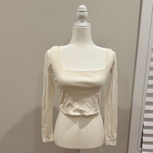 Zara Cream Long Sleeve Women's Top